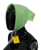 Versace Apple Green Linen Square Foulard Head Wrap Scarf - Maison Luxe