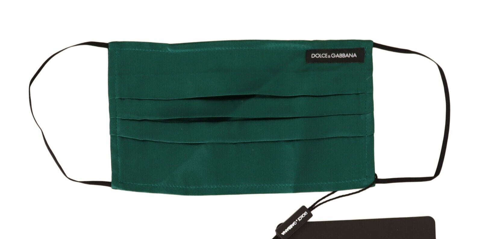Dolce & Gabbana Green Silk Pleated Elastic Ear Strap Face Mask - Maison Luxe