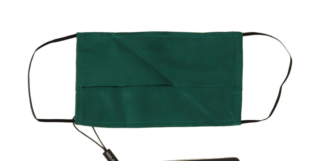 Dolce & Gabbana Green Silk Pleated Elastic Ear Strap Face Mask - Maison Luxe