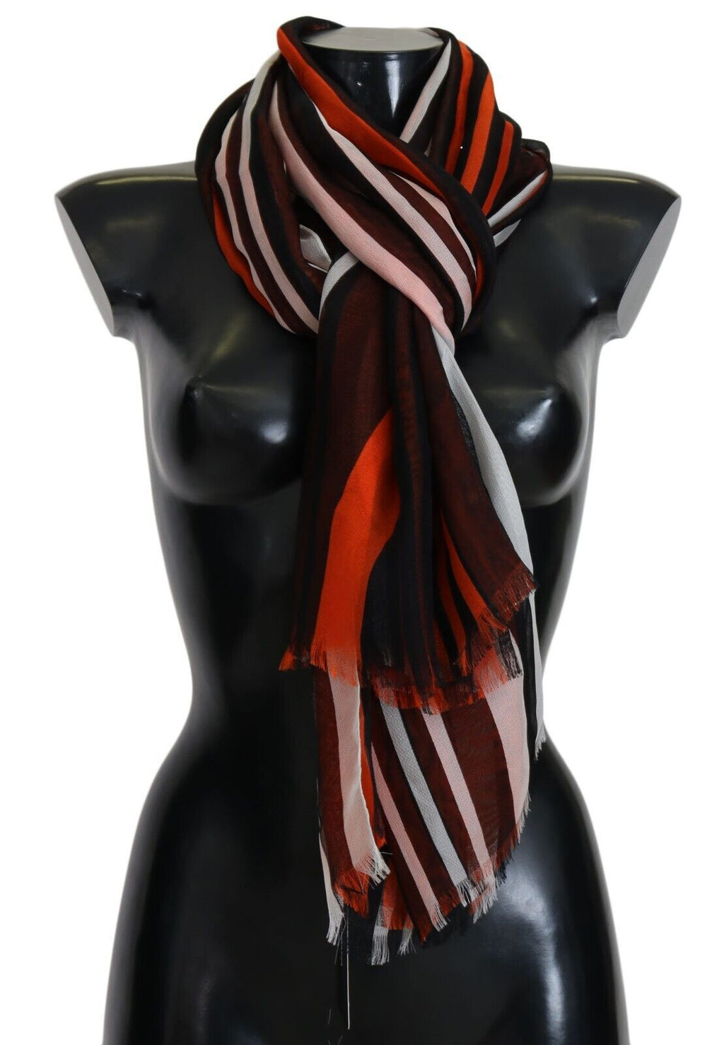Dolce & Gabbana Multicolor Striped Silk Shawl Fringes Scarf - Maison Luxe