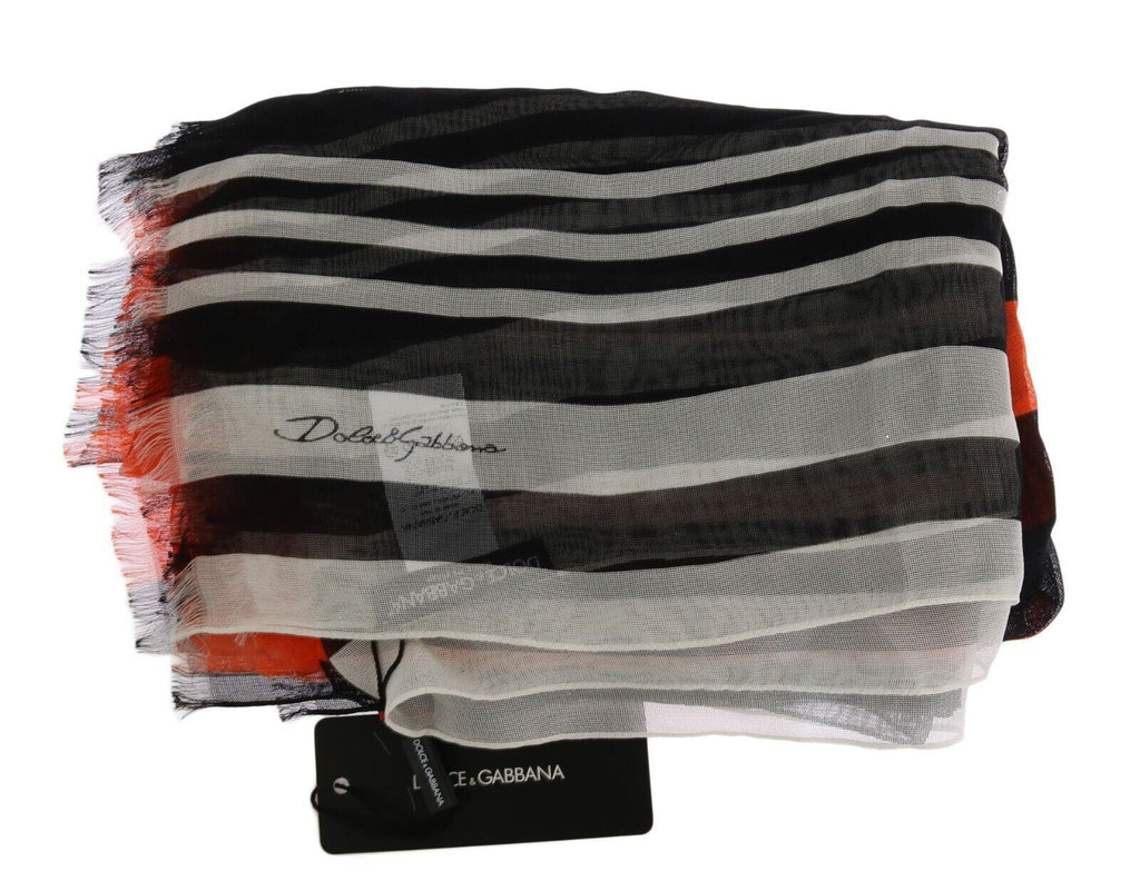 Dolce & Gabbana Multicolor Striped Silk Shawl Fringes Scarf - Maison Luxe