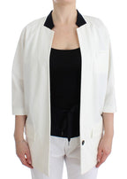 Andrea Pompilio White Cotton Blend Oversized Blazer Jacket