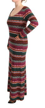 Missoni Multicolor Stripe Wool Knitted Maxi Sheath Dress