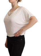 Guess By Marciano White Short Sleeves Gold Chain T-shirt Top