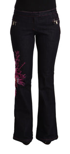 Exte Black Cotton Stretch Mid Waist Cotton Flared Denim Jeans