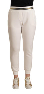 Patrizia Pepe White Polyester Mid Waist Jogger Pants