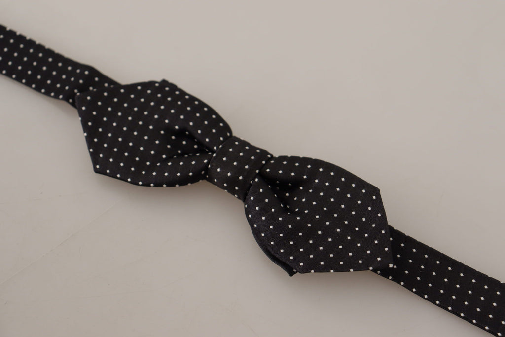 Dolce & Gabbana Black White Polka Dot Adjustable Neck Papillon Bow Tie - Maison Luxe