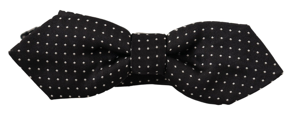 Dolce & Gabbana Black White Polka Dot Adjustable Neck Papillon Bow Tie - Maison Luxe