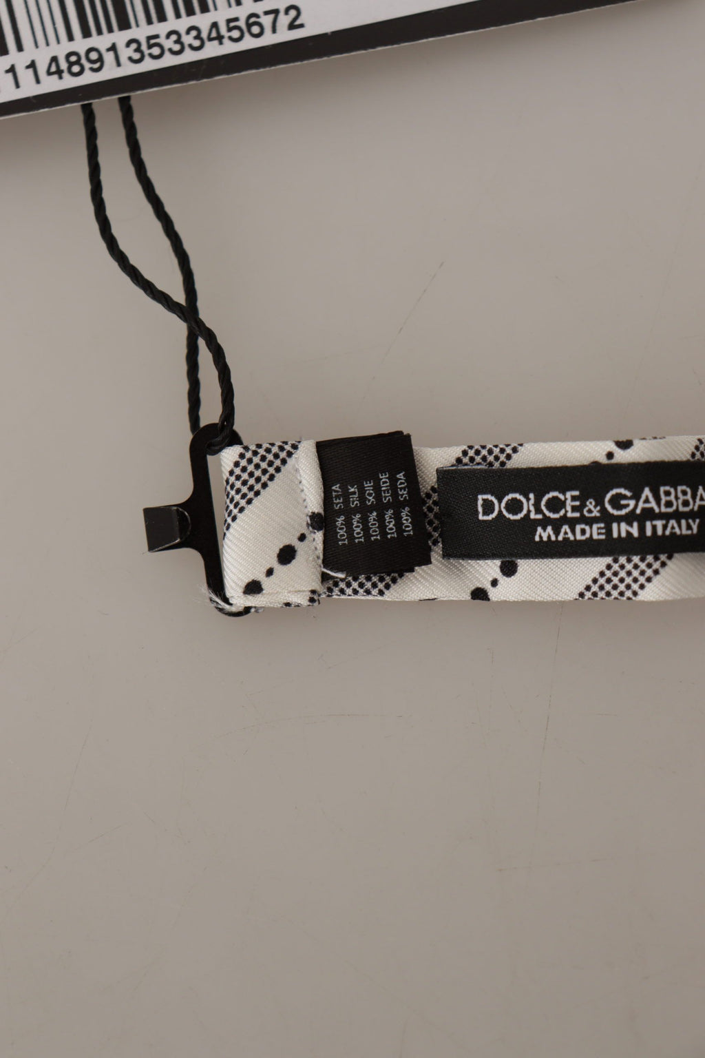 Dolce & Gabbana White Black Polka Dot 100% Silk Neck Papillon Bow Tie - Maison Luxe