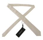Dolce & Gabbana Off-White 100% Silk Slim Adjustable  Accessory Necktie - Maison Luxe