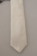 Dolce & Gabbana Off-White 100% Silk Slim Adjustable  Accessory Necktie - Maison Luxe
