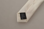 Dolce & Gabbana Off-White 100% Silk Slim Adjustable  Accessory Necktie - Maison Luxe