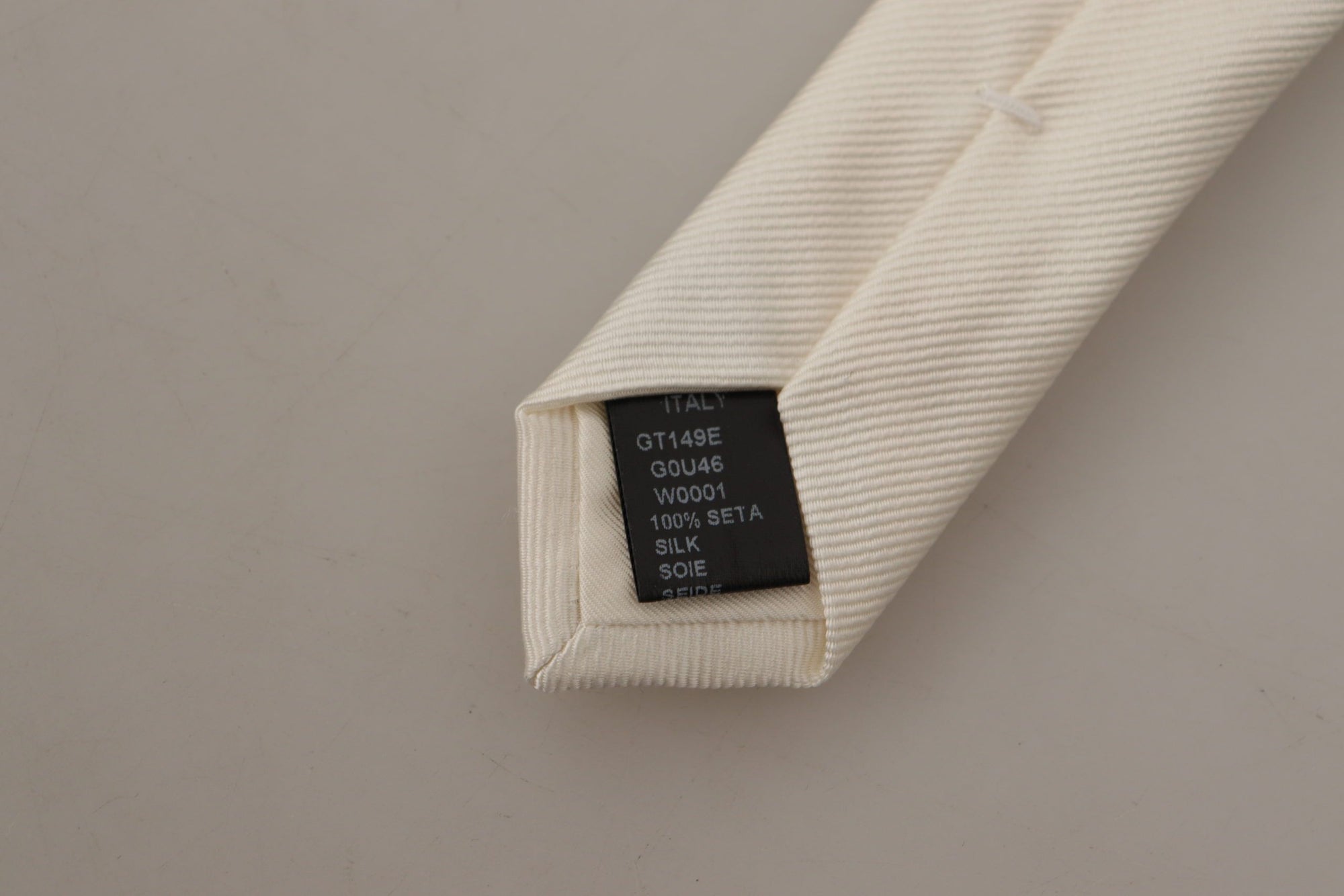 Dolce & Gabbana Off-White 100% Silk Slim Adjustable  Accessory Necktie - Maison Luxe