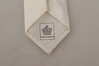 Dolce & Gabbana Off-White 100% Silk Slim Adjustable  Accessory Necktie - Maison Luxe
