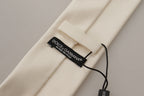Dolce & Gabbana Off-White 100% Silk Slim Adjustable  Accessory Necktie - Maison Luxe