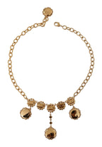 Dolce & Gabbana Gold Clock Statement Crystal Chain Necklace
