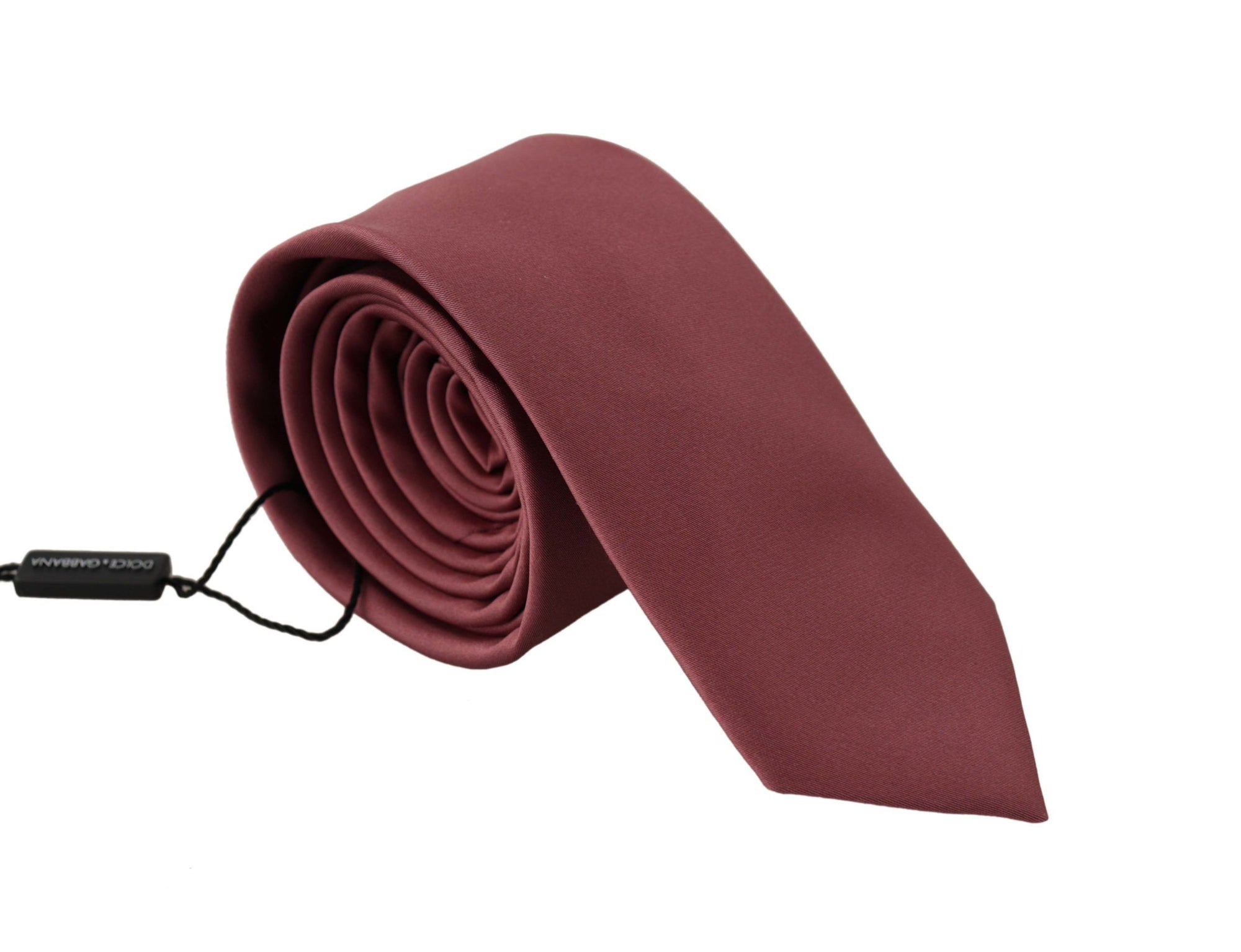 Dolce & Gabbana Pink Solid Print Silk Adjustable Necktie Accessory Tie - Maison Luxe