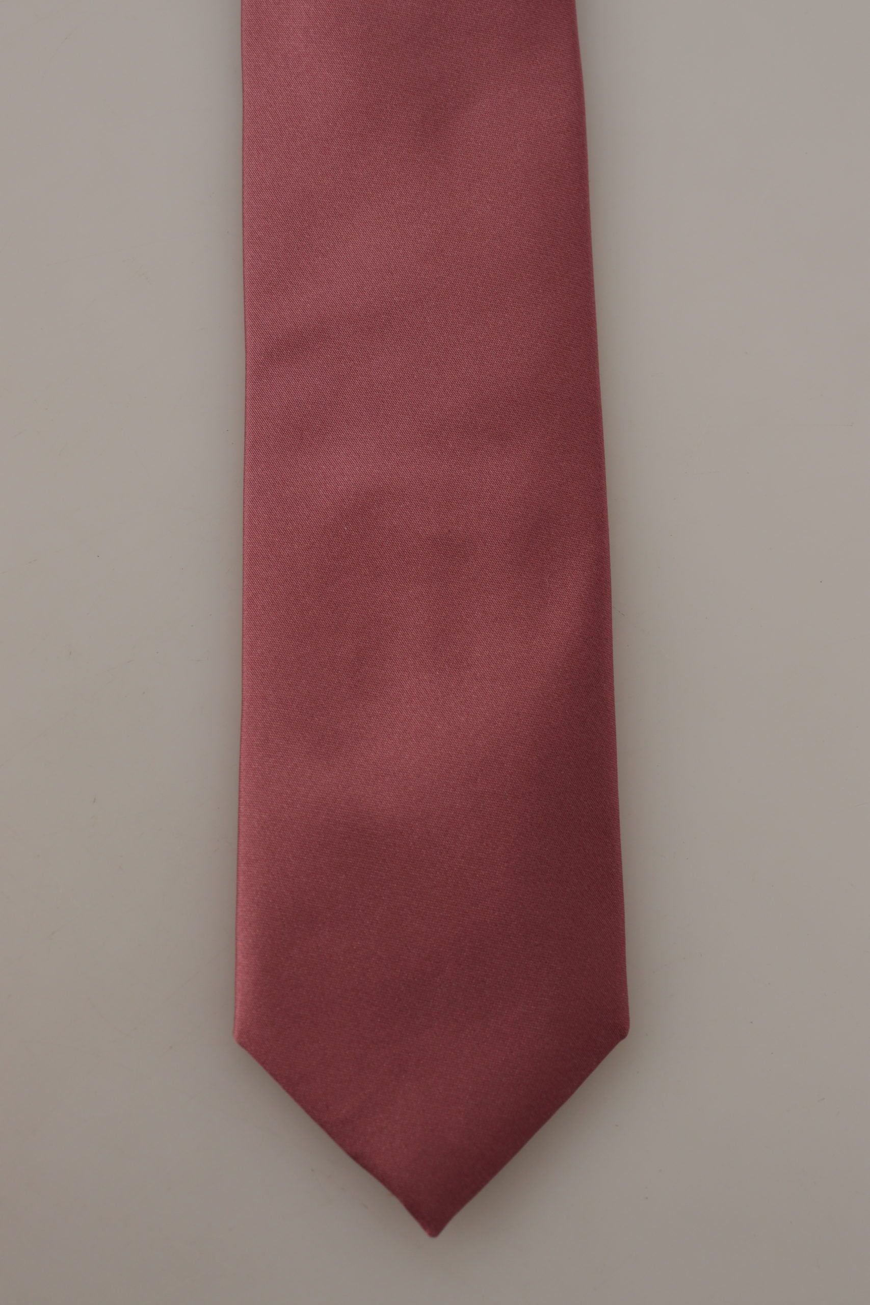 Dolce & Gabbana Pink Solid Print Silk Adjustable Necktie Accessory Tie - Maison Luxe