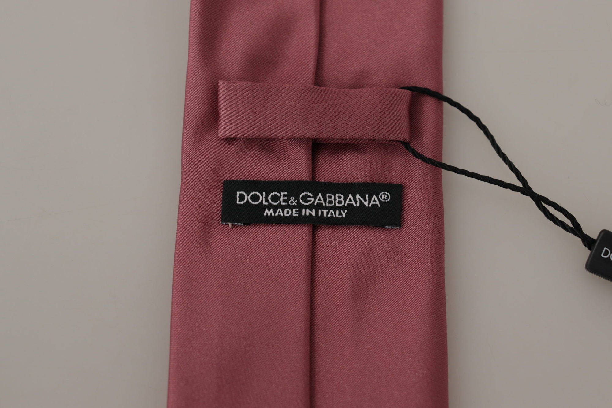 Dolce & Gabbana Pink Solid Print Silk Adjustable Necktie Accessory Tie - Maison Luxe