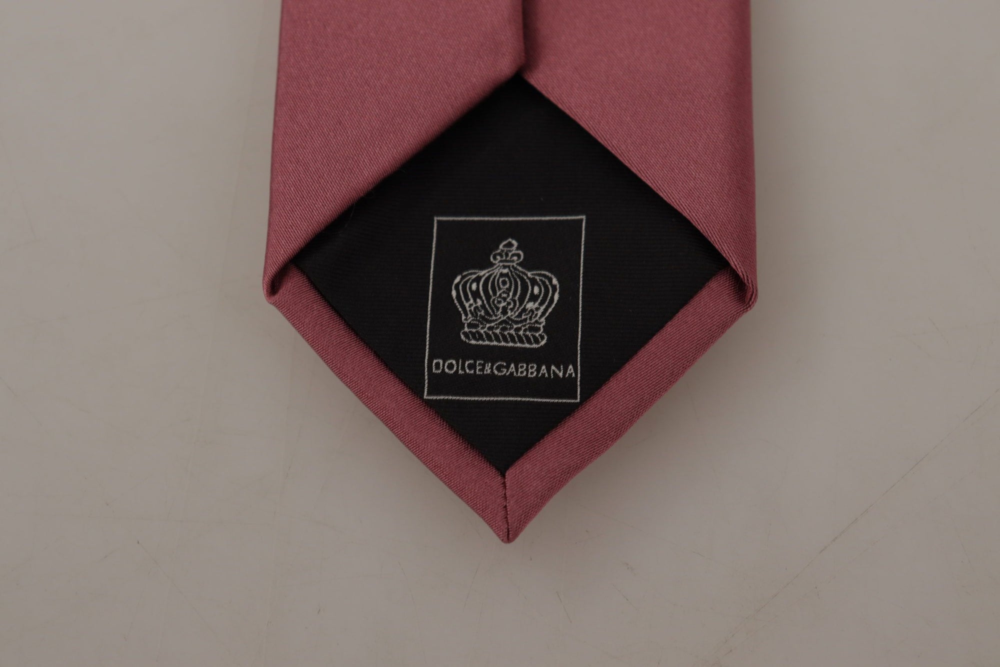 Dolce & Gabbana Pink Solid Print Silk Adjustable Necktie Accessory Tie - Maison Luxe