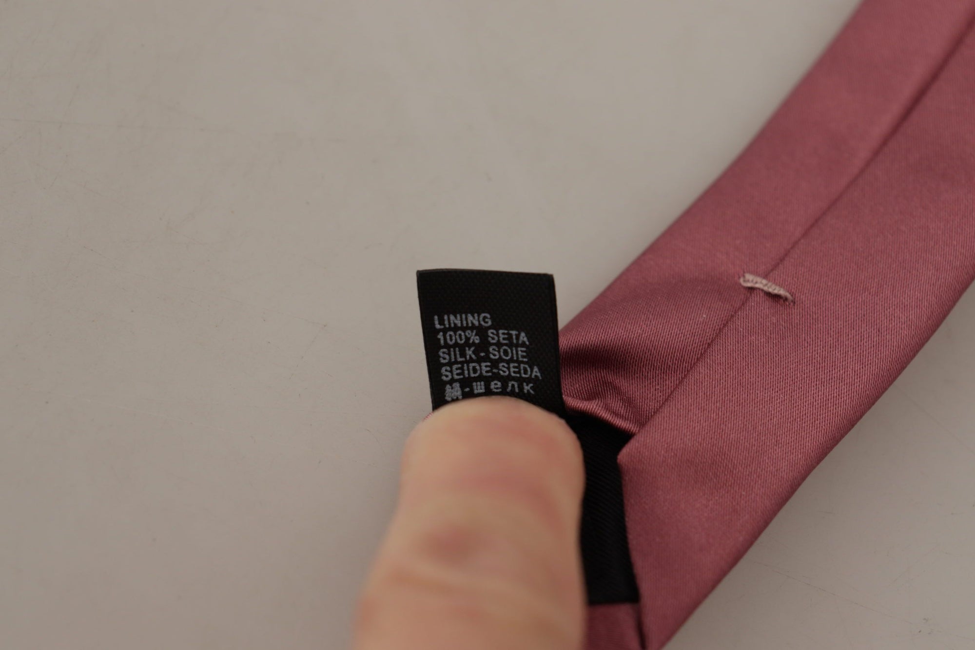 Dolce & Gabbana Pink Solid Print Silk Adjustable Necktie Accessory Tie - Maison Luxe