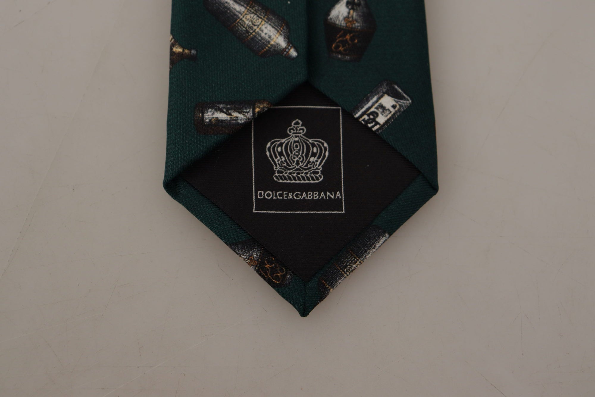 Dolce & Gabbana Black Bottle Fantasy Print Silk Adjustable Accessory Tie - Maison Luxe