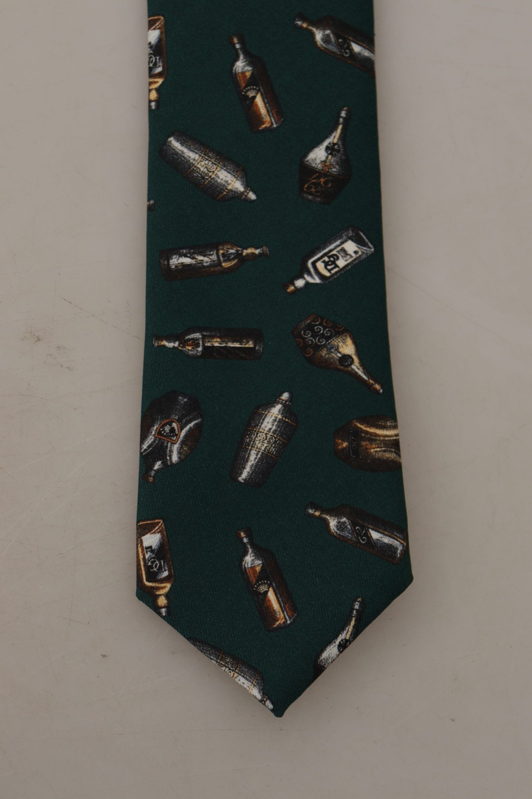 Dolce & Gabbana Black Bottle Fantasy Print Silk Adjustable Accessory Tie - Maison Luxe