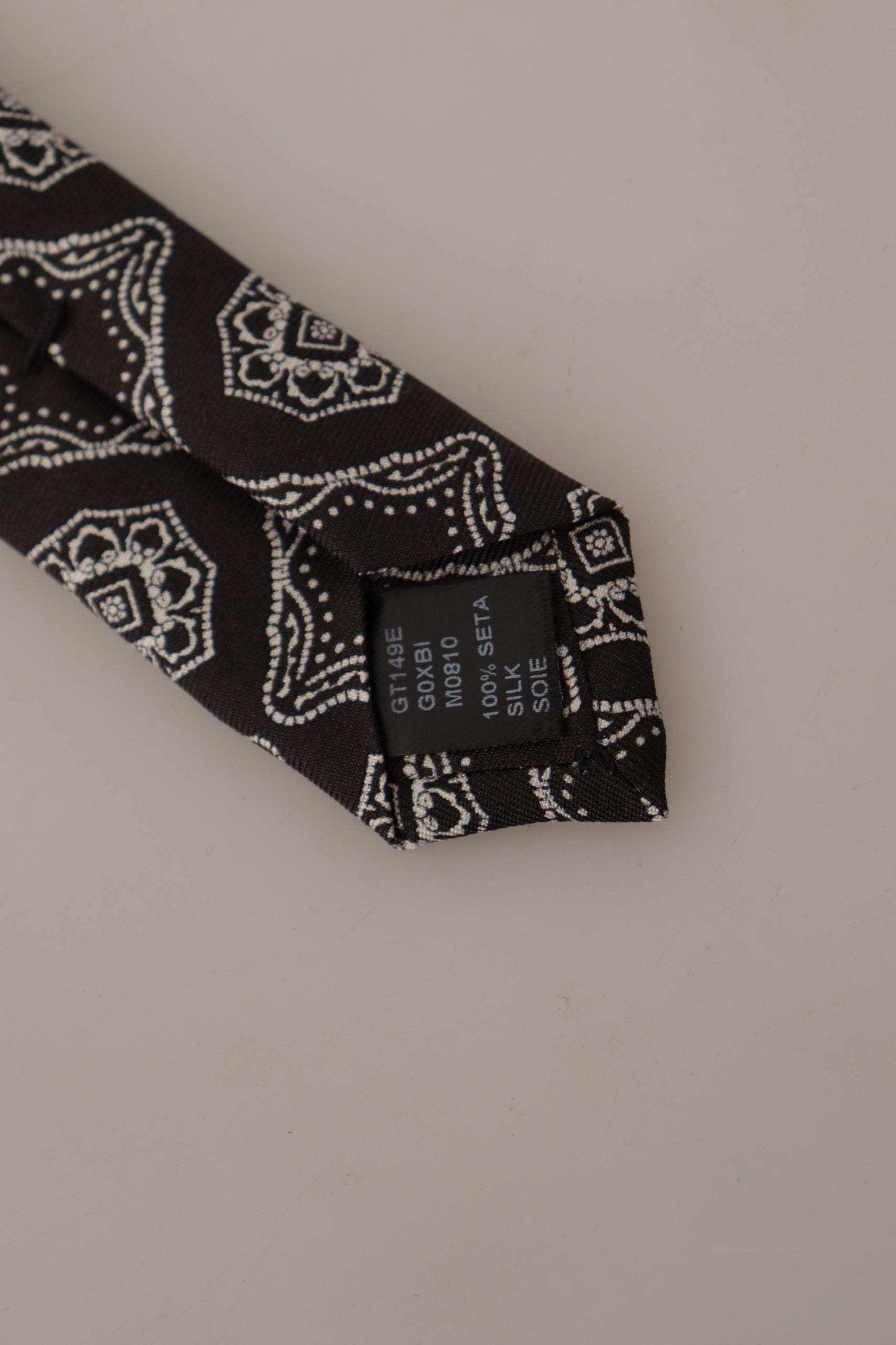 Dolce & Gabbana Black White Square Geometric Print Adjustable Accessory Tie - Maison Luxe