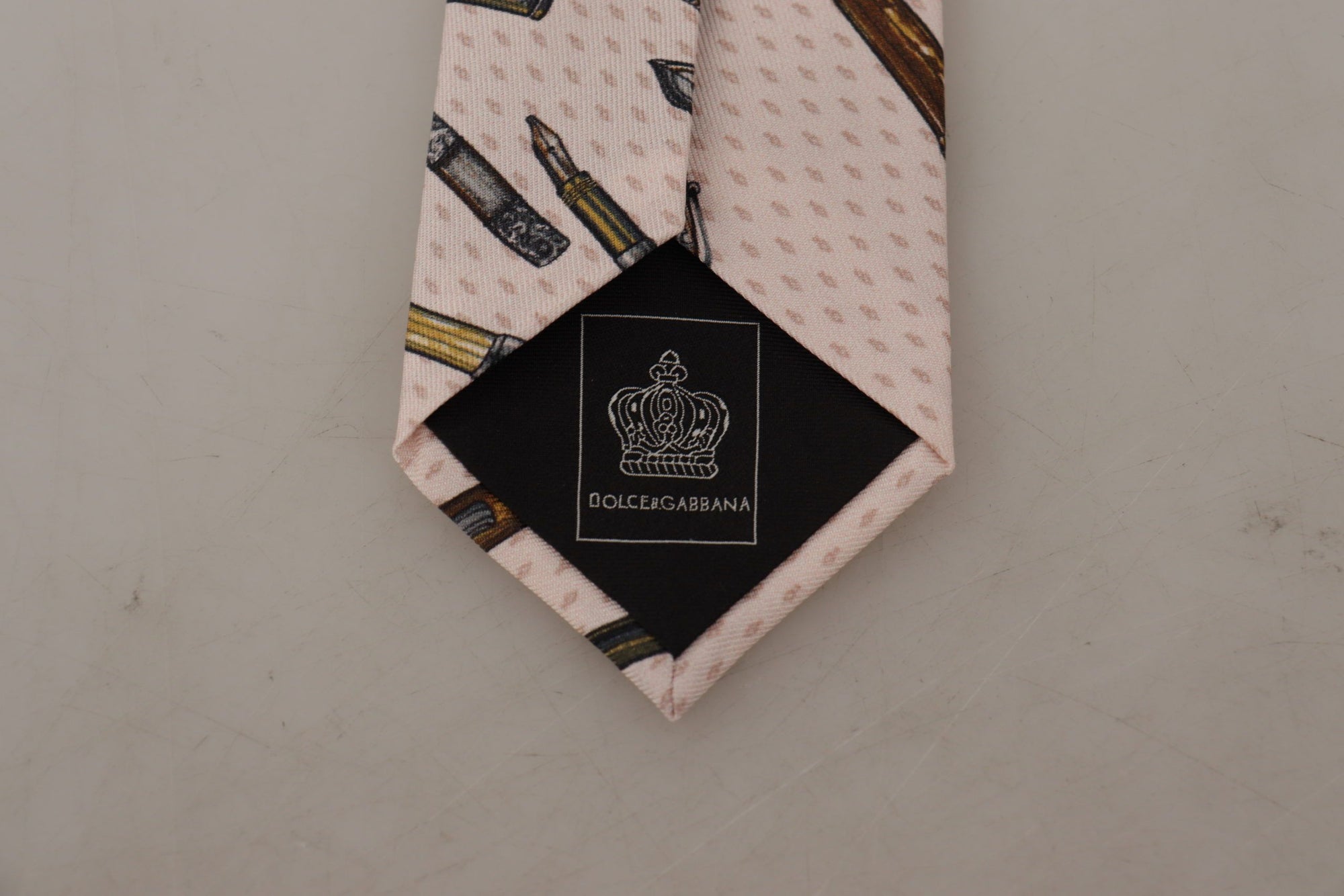 Dolce & Gabbana Pink Pen Dots Print 100% Silk Adjustable Neck Accessory Tie - Maison Luxe