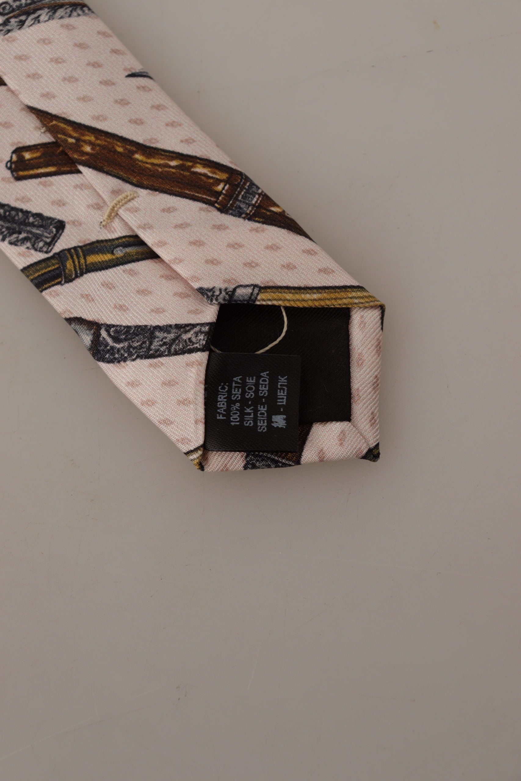 Dolce & Gabbana Pink Pen Dots Print 100% Silk Adjustable Neck Accessory Tie - Maison Luxe