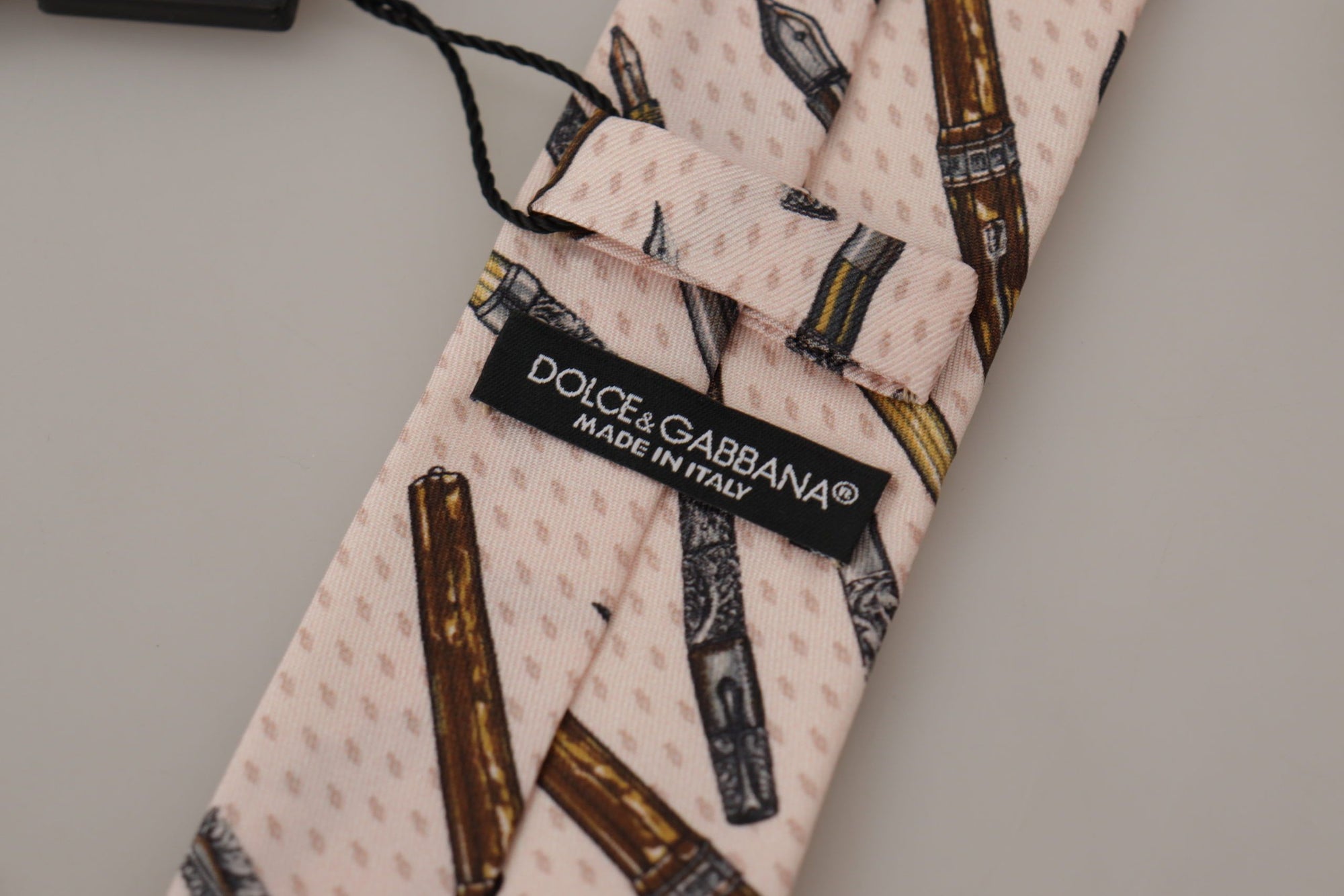 Dolce & Gabbana Pink Pen Dots Print 100% Silk Adjustable Neck Accessory Tie - Maison Luxe