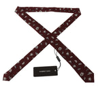 Dolce & Gabbana Maroon Hat Pattern 100% Silk Adjustable Accessory Tie - Maison Luxe