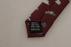 Dolce & Gabbana Maroon Hat Pattern 100% Silk Adjustable Accessory Tie - Maison Luxe