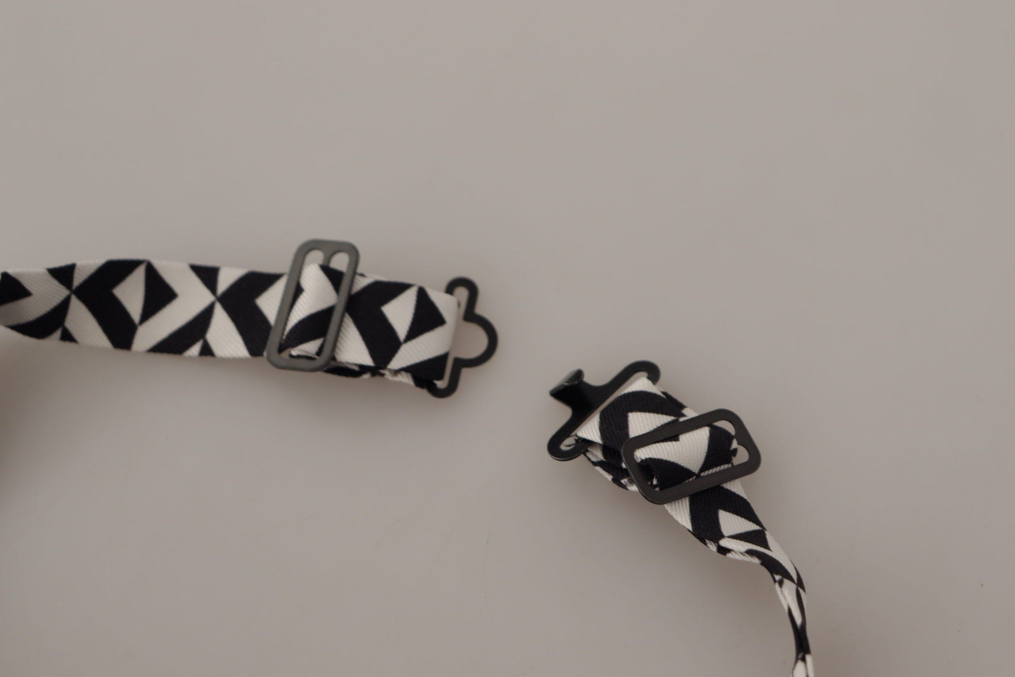 Dolce & Gabbana Black White Geometric 100% Silk Adjustable Accessory Tie - Maison Luxe