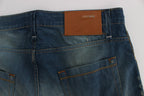 Acht Blue Wash Denim Cotton Stretch Baggy Fit Jeans