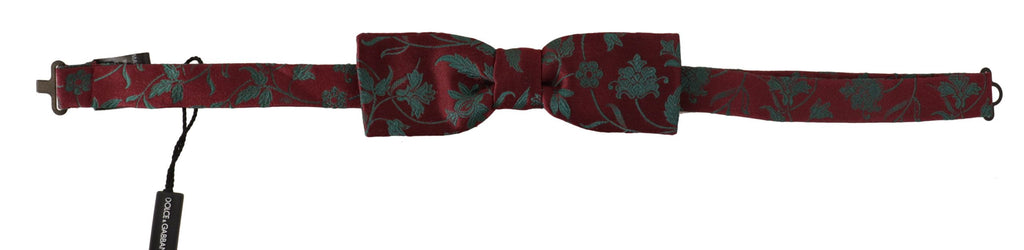 Dolce & Gabbana Maroon Pattern Adjustable Neck Papillon Bow Tie - Maison Luxe