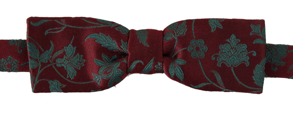 Dolce & Gabbana Maroon Pattern Adjustable Neck Papillon Bow Tie - Maison Luxe