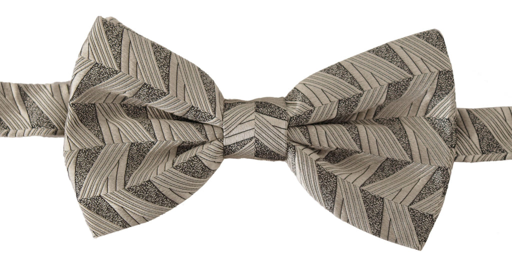 Dolce & Gabbana Gray 100% Silk Adjustable Neck Papillon Bow Tie - Maison Luxe
