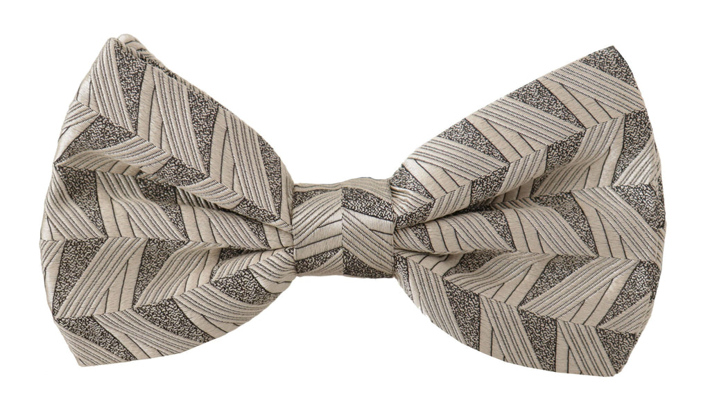 Dolce & Gabbana Gray 100% Silk Adjustable Neck Papillon Bow Tie - Maison Luxe