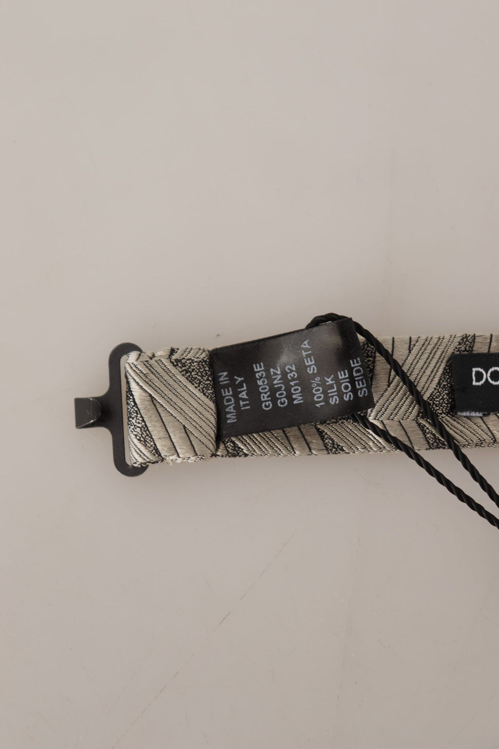 Dolce & Gabbana Gray 100% Silk Adjustable Neck Papillon Bow Tie - Maison Luxe