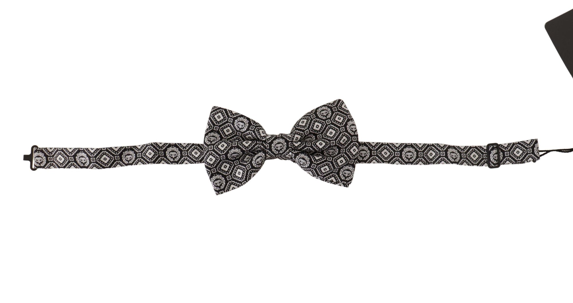 Dolce & Gabbana Black white 100% Silk Adjustable Neck Papillon Tie - Maison Luxe