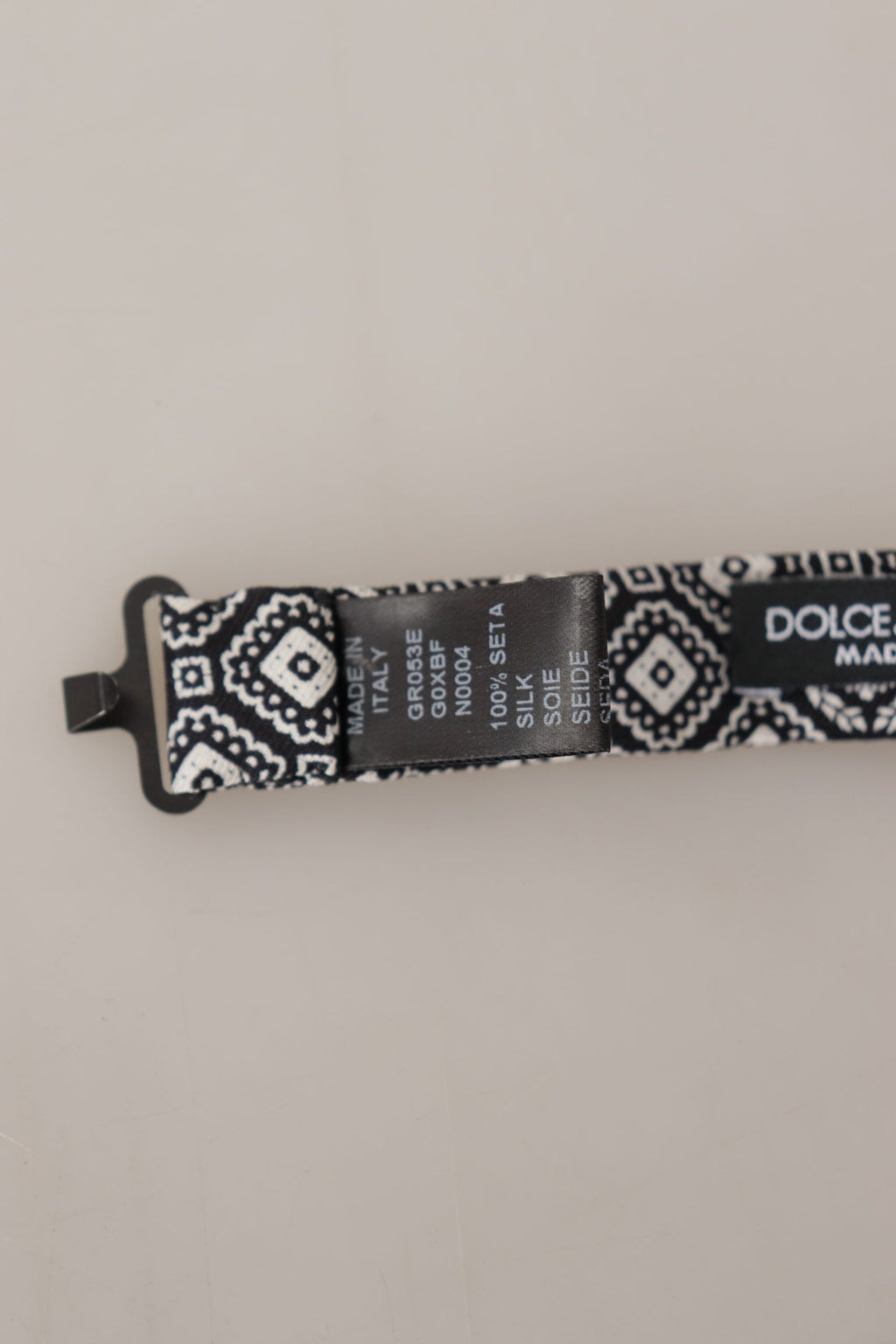 Dolce & Gabbana Black white 100% Silk Adjustable Neck Papillon Tie - Maison Luxe