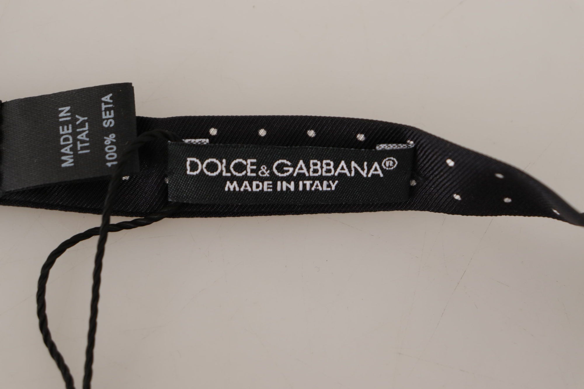 Dolce & Gabbana Black White Polka Dot 100% Silk Neck Papillon Tie - Maison Luxe