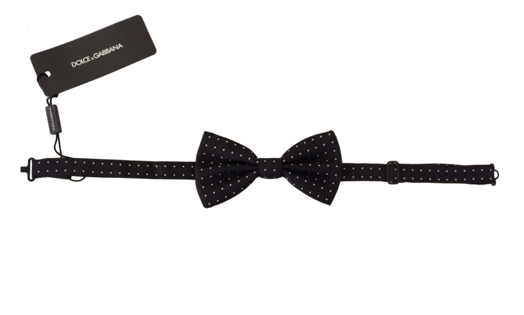 Dolce & Gabbana Black White Polka Dot 100% Silk Neck Papillon Tie - Maison Luxe