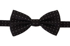 Dolce & Gabbana Black White Polka Dot 100% Silk Neck Papillon Tie - Maison Luxe