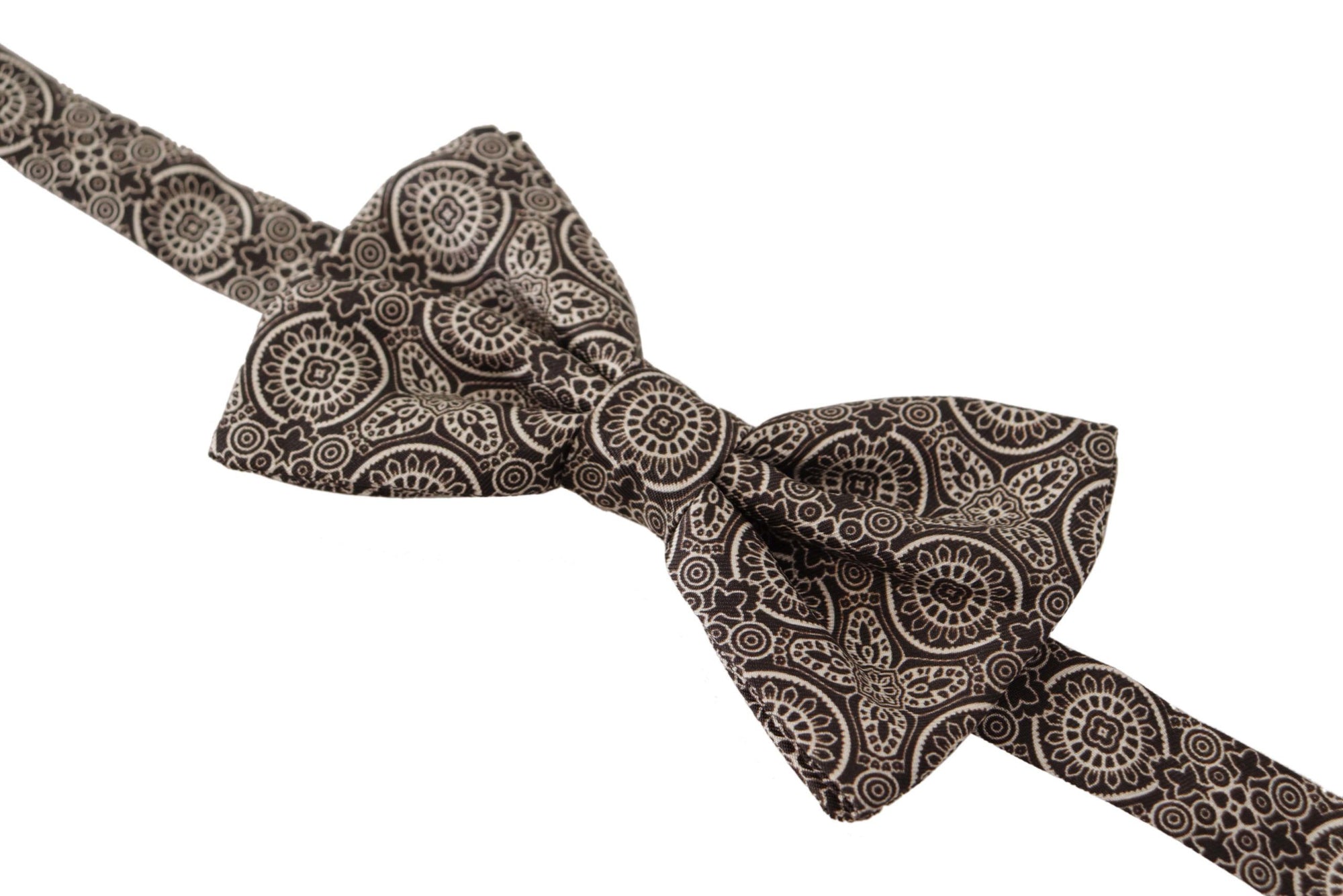 Dolce & Gabbana Black white 100% Silk Adjustable Neck Papillon Tie - Maison Luxe