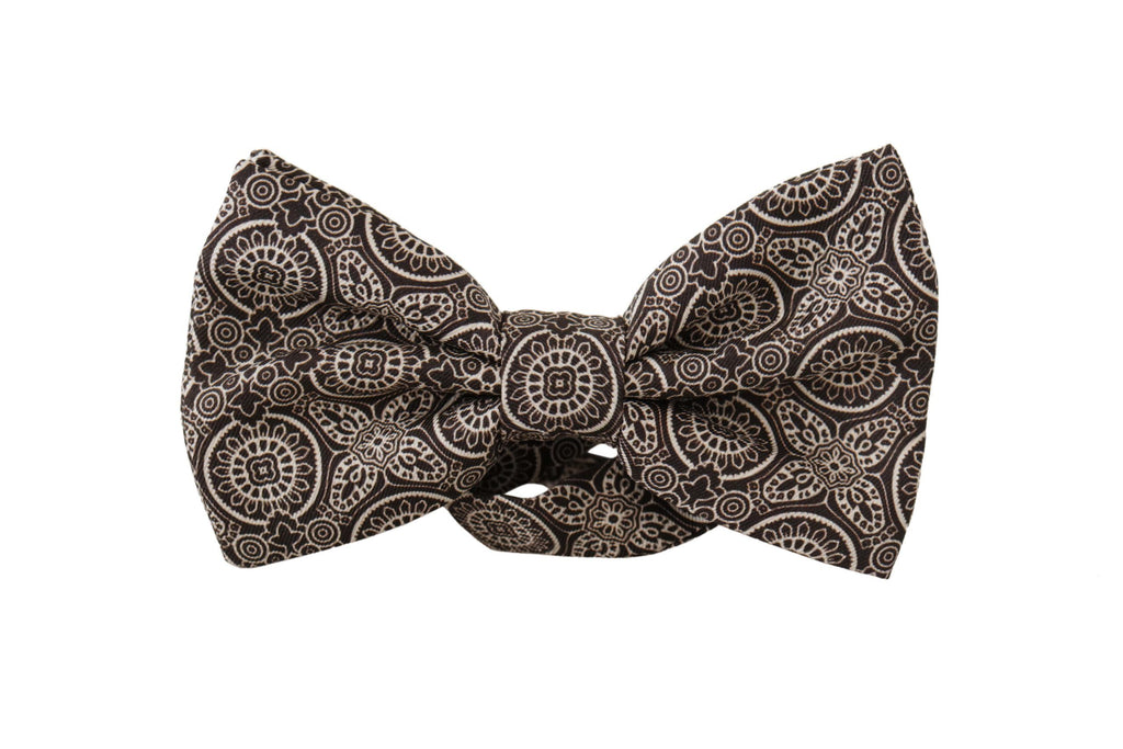 Dolce & Gabbana Black white 100% Silk Adjustable Neck Papillon Tie - Maison Luxe