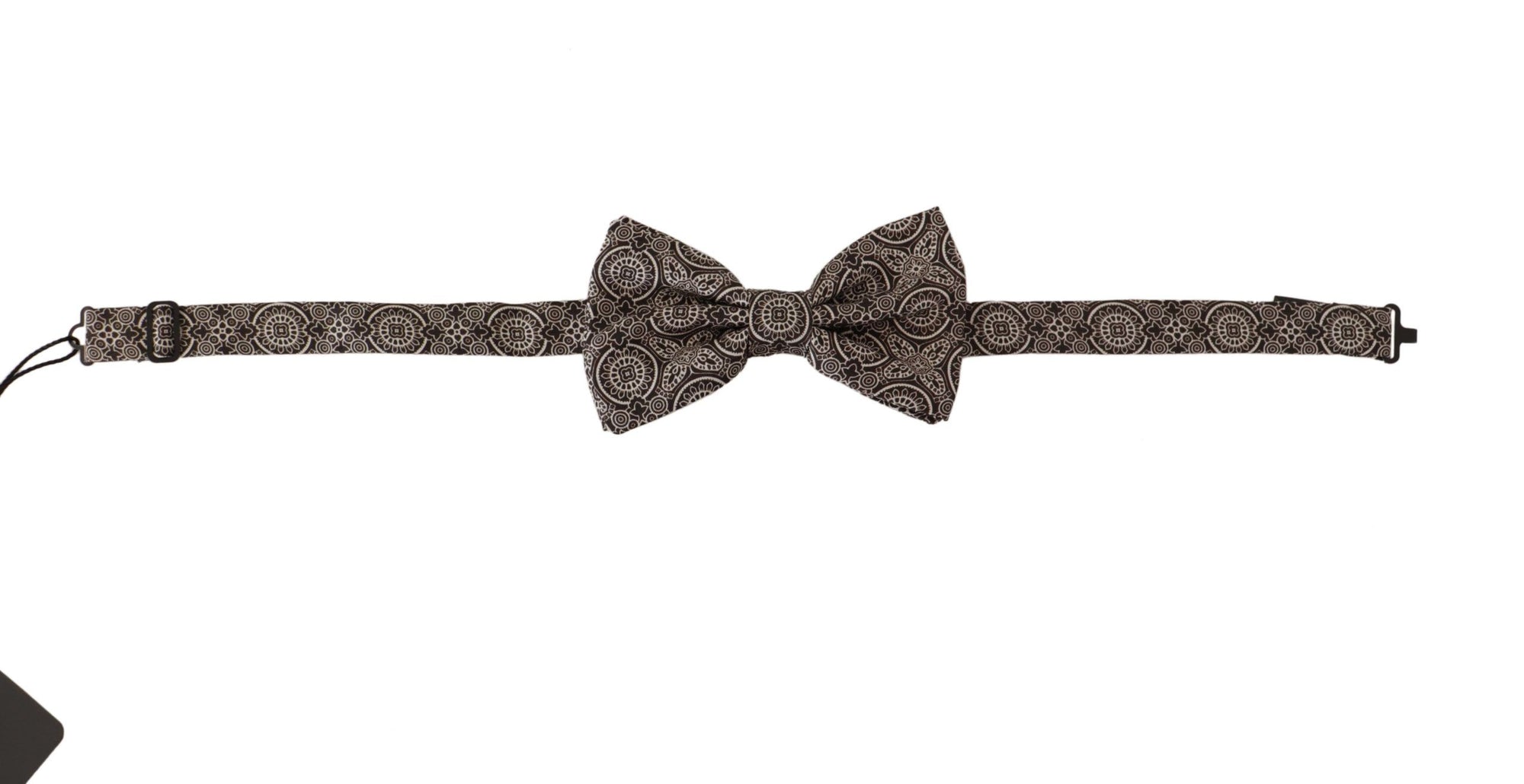 Dolce & Gabbana Black white 100% Silk Adjustable Neck Papillon Tie - Maison Luxe