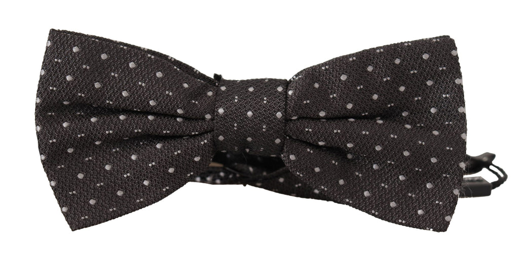 Dolce & Gabbana Gray Polka Dot 100% Silk Neck Papillon Tie - Maison Luxe