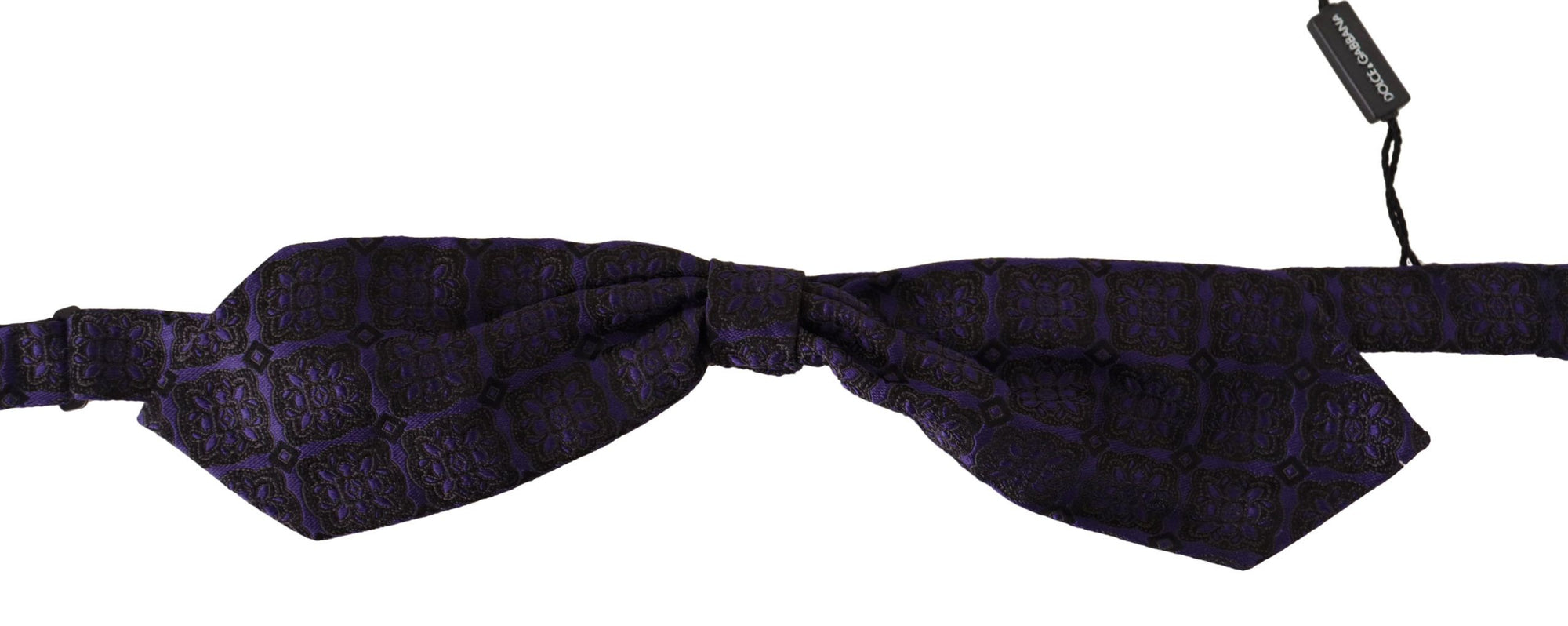 Dolce & Gabbana Blue Geometric Silk Adjustable Neck Papillon Tie - Maison Luxe